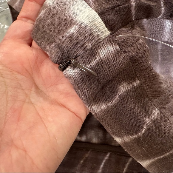 ZARA pants Womens L Flowy Wide Leg Wrap Linen Tie Dye Brown Hi Rise 3046/063 New - Picture 11 of 11